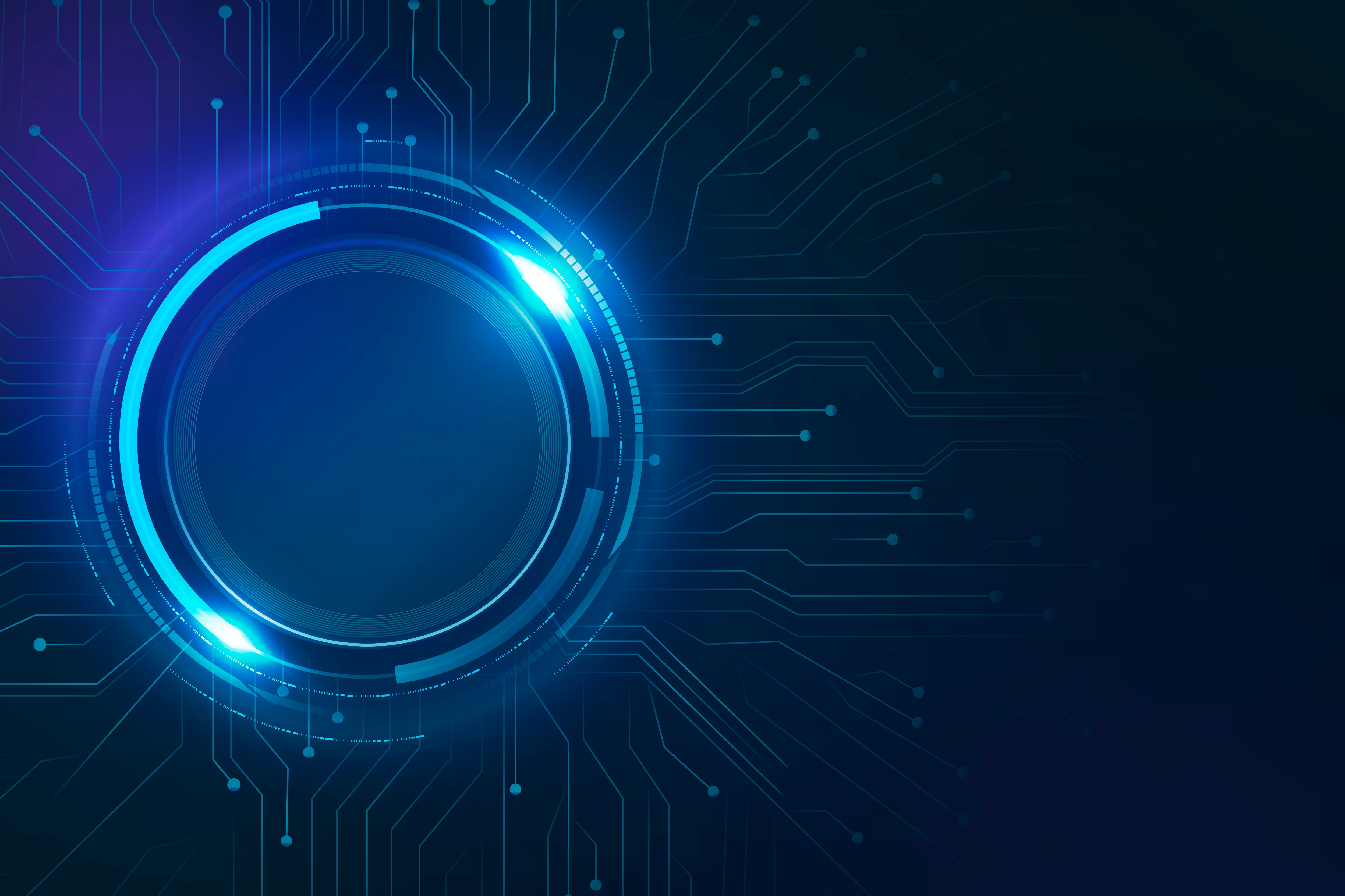 Digital circle circuit blue background futuristic technology